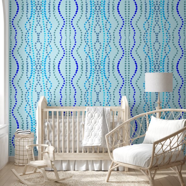Blue vertical pointed lines wallpaper (Kids)