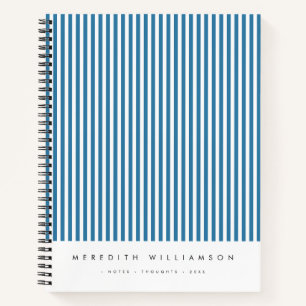 Blue Vertical Stripe Personalised Notebook