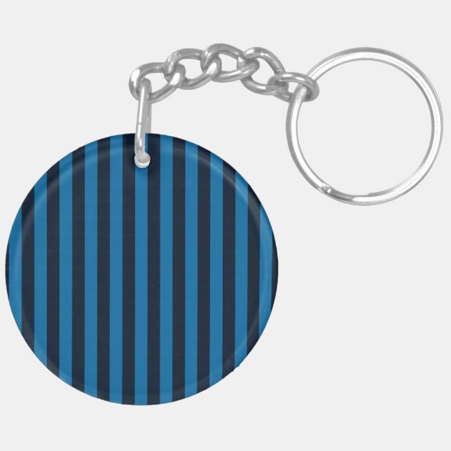 Blue Vertical Stripes Background Decor Key Ring (Back Left)