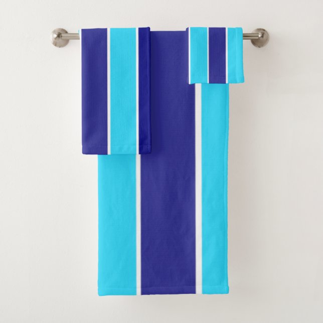 Blue Vertical Stripes Bath Towel Set (Insitu)