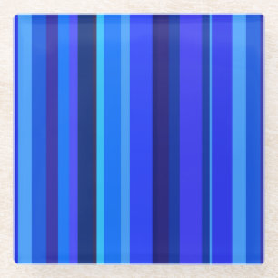 Blue vertical stripes glass coaster