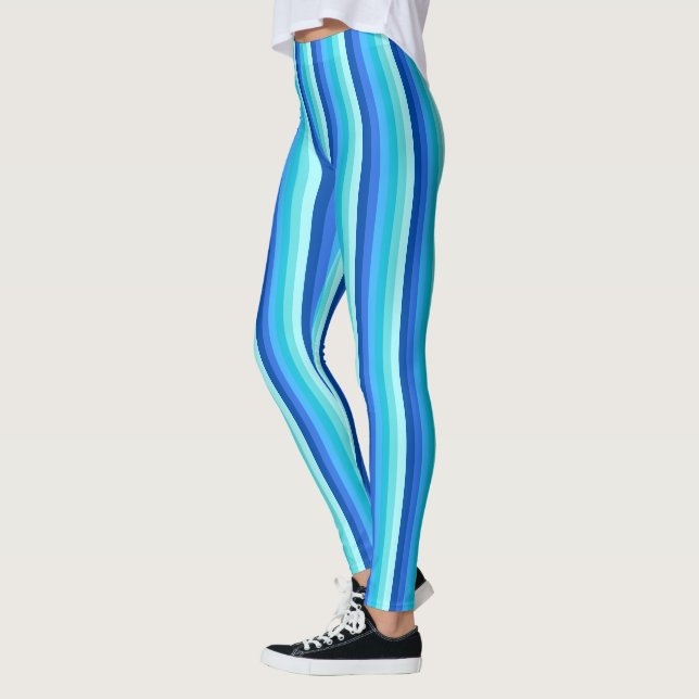 Blue Vertical Stripes Leggings (Left)