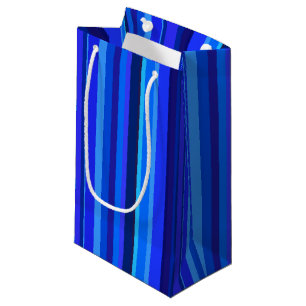 Blue vertical stripes small gift bag