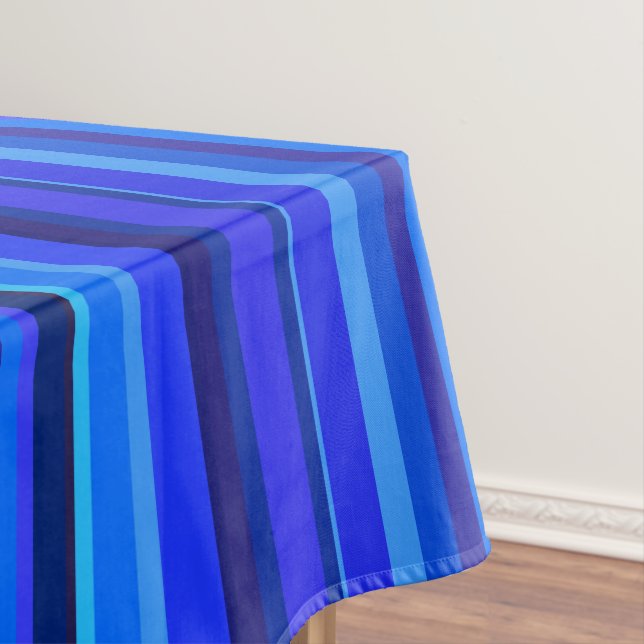 Blue vertical stripes tablecloth (In Situ)