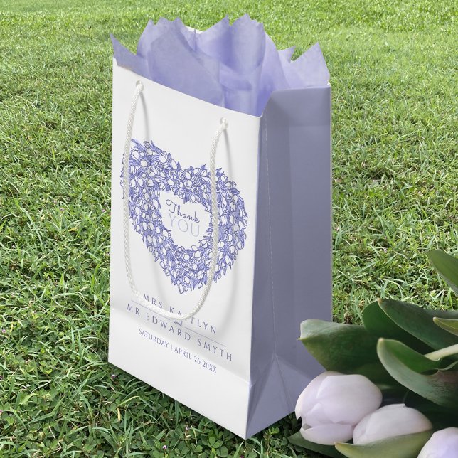 Blue very peri tulip heart thank you wedding favou small gift bag (Creator Uploaded)