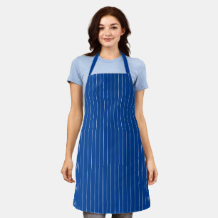 Blue very thin white stripes minimalist pattern apron