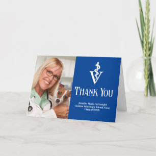 Blue Veterinarian Photo Custom Clinic Thank You Card