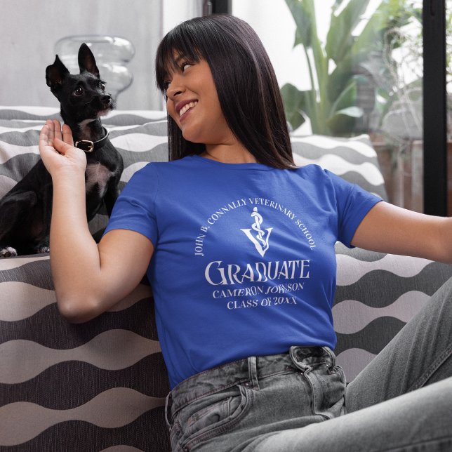 Blue Veterinary School Graduation Personalised T-Shirt (Creator Uploaded)