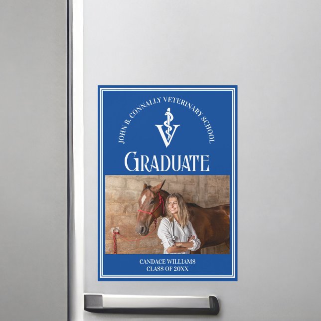 Blue Veterinary School Photo Graduation Magnet (Creator Uploaded)