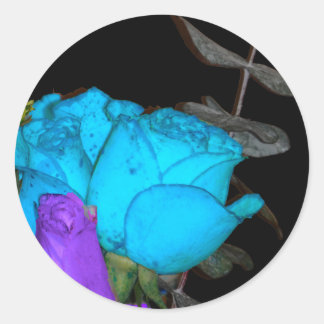 blue vibrance purple vibrance roses classic round sticker