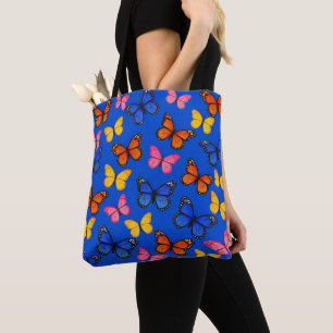 Blue Vibrant Butterflies Tote Bag