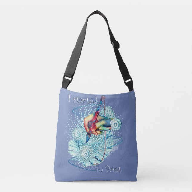 Blue Vibration Abstract Crossbody Bag (Front)