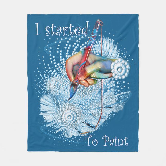 Blue Vibration Abstract Fleece Blanket (Front)