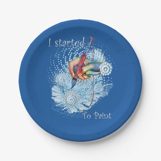Blue Vibration Abstract Paper Plate (Front)