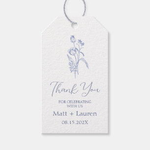 Blue Victorian Floral Wedding Gift Tags