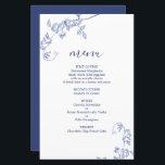 Blue Victorian floral wedding Menu Card<br><div class="desc">Blue Victorian wedding menu card</div>