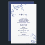 Blue Victorian floral wedding Menu Card<br><div class="desc">Blue Victorian wedding menu card</div>