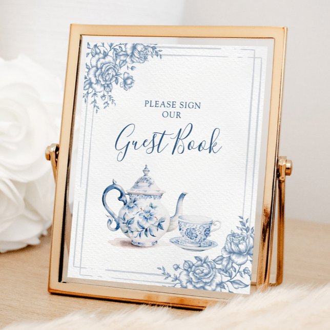 Blue Victorian Garden Bridal Shower Tea Guest Book (Creator Uploaded)