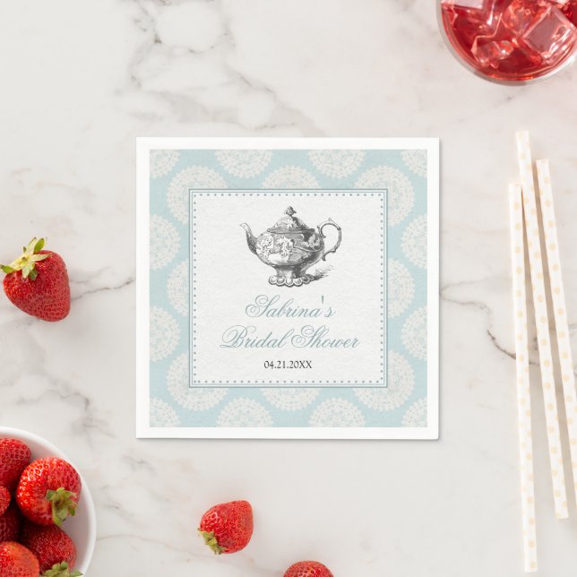 Blue Victorian High Tea Party Napkin (Insitu)