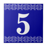 Blue Victorian Number Tile<br><div class="desc">Victorian Number Tile - Blue on white with a scroll work border</div>