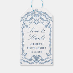 Blue Victorian Ornate Grace Floral Bridal Shower Gift Tags