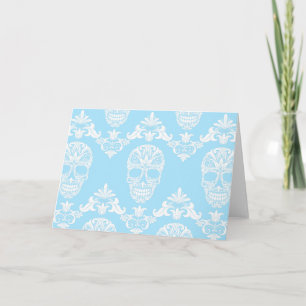 blue victorian skulls card