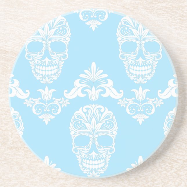blue victorian skulls coaster (Front)