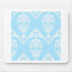 blue victorian skulls mouse pad