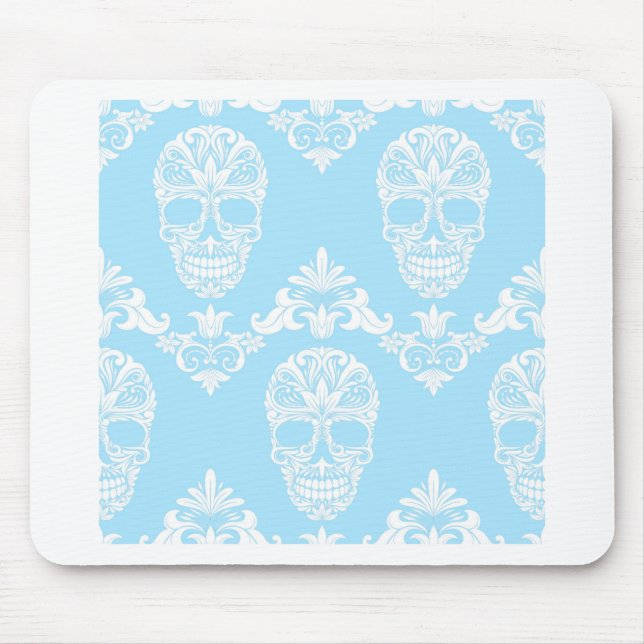 blue victorian skulls mouse pad (Front)