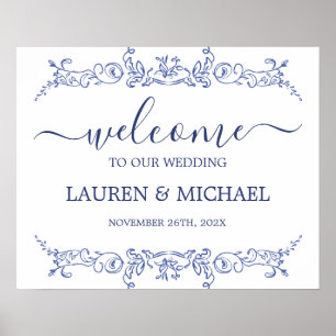 Blue Victorian Wedding Welcome sign