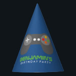 Blue Video Game Controller Kids Birthday Party Hat<br><div class="desc">Cool kids birthday party design with a video games theme perfect for boys and girls.</div>