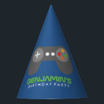 Blue Video Game Controller Kids Birthday Party Hat<br><div class="desc">Cool kids birthday party design with a video games theme perfect for boys and girls.</div>