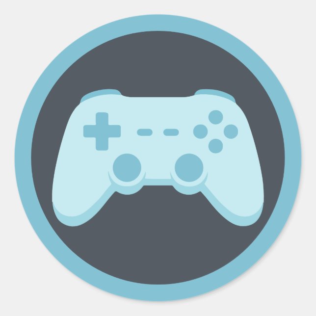 Blue Video Game | Gamer Party | Gaming Controller Classic Round Sticker (Front)