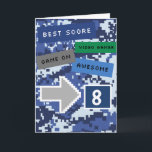 Blue Video Gamer 8th Birthday Card<br><div class="desc">A blue video gamer 8th birthday card for boys. It features a pixel video game blue design on the front and back of the card. The inside reads a level up birthday card message which can be easily personalised if wanted. This modern gamer 8th birthday card would make great keepsake...</div>