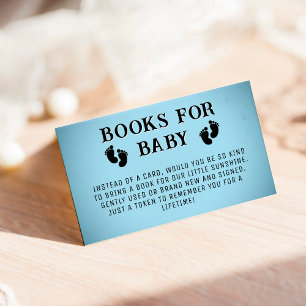 Blue Vignette Footprint Books for Baby Shower Enclosure Card