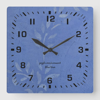 Blue Vine 2.0 Square Wall Clock