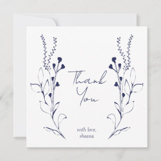 Blue Vines & Flowers Bridal Shower Thank You Card