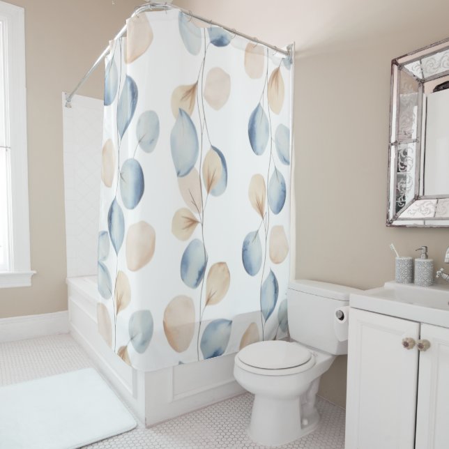 Blue Vines Shower Curtain (In Situ)