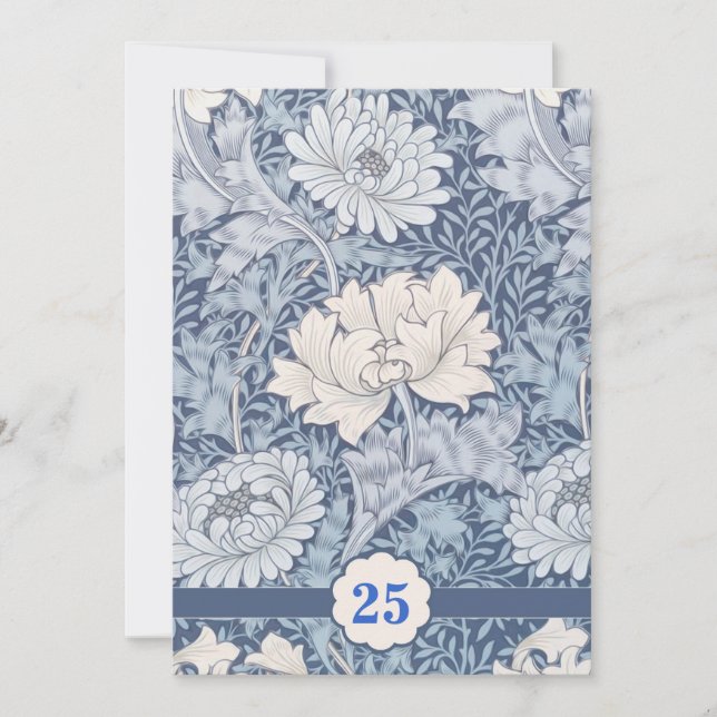 blue vintage 25th wedding anniversary invitations (Front)