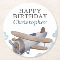 Blue Vintage Aeroplane Birthday Party