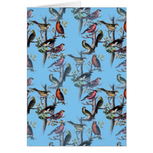 Blue Vintage Art Birds pattern accessories LeahG
