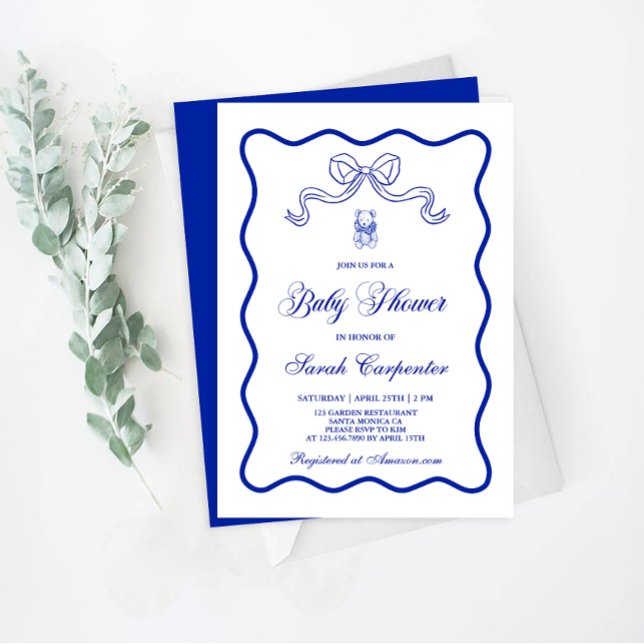 Blue Vintage Baby Shower Boy Invitation (Creator Uploaded)