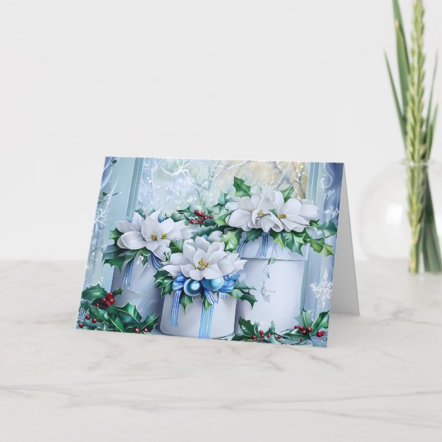 Blue Vintage Blank Holiday Customise Card (Front)