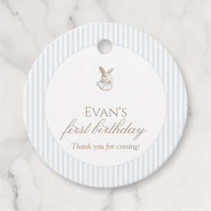 Blue Vintage Bunny Some Bunny Is Turning One Favour Tags