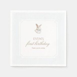 Blue Vintage Bunny Some Bunny Is Turning One Napkin