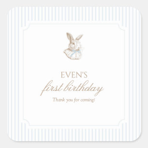 Blue Vintage Bunny Some Bunny Is Turning One Square Sticker