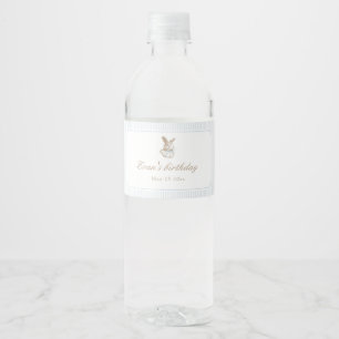 Blue Vintage Bunny Some Bunny Is Turning One  Water Bottle Label