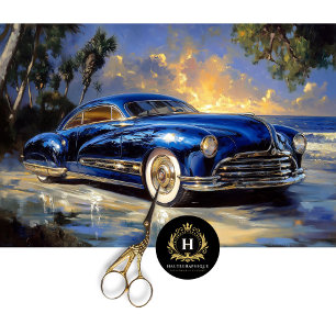 Blue Vintage Car Tropical Seaside Decoupage Tissue Paper