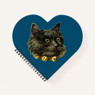 Blue Vintage Cat with Bells Notebook