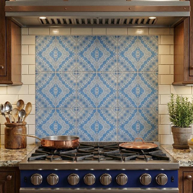 Blue Vintage Cement Looking Geometric Pattern Tile (Creator Uploaded)